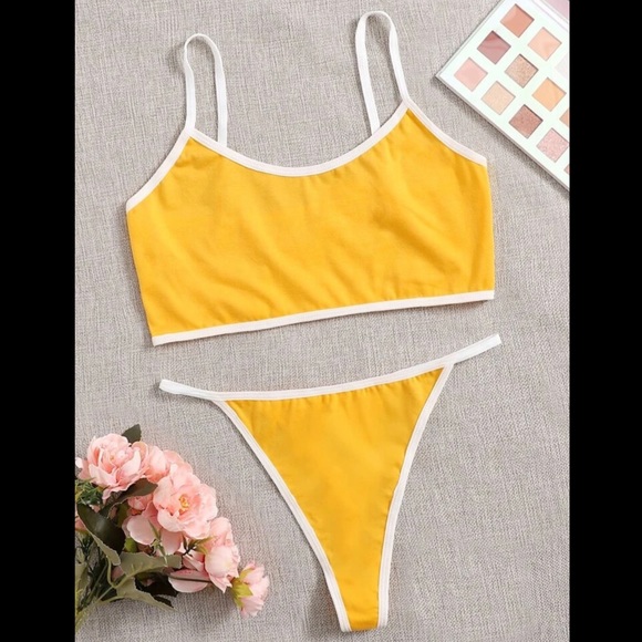 Yellow, Sporty, Lingerie Set - Picture 2 of 6